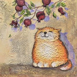 Painting, A cat under garnet tree, Joanna Misoteri