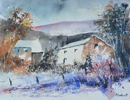 Painting, Remote houses watercolor, Pol Ledent
