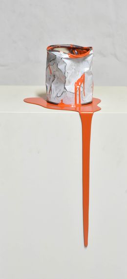 Sculpture, Le vieux pot de peinture orange, Yannick Bouillault