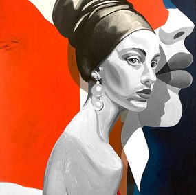 Peinture, La femme à la Perle ou Fragile Regard, Fabio Purino