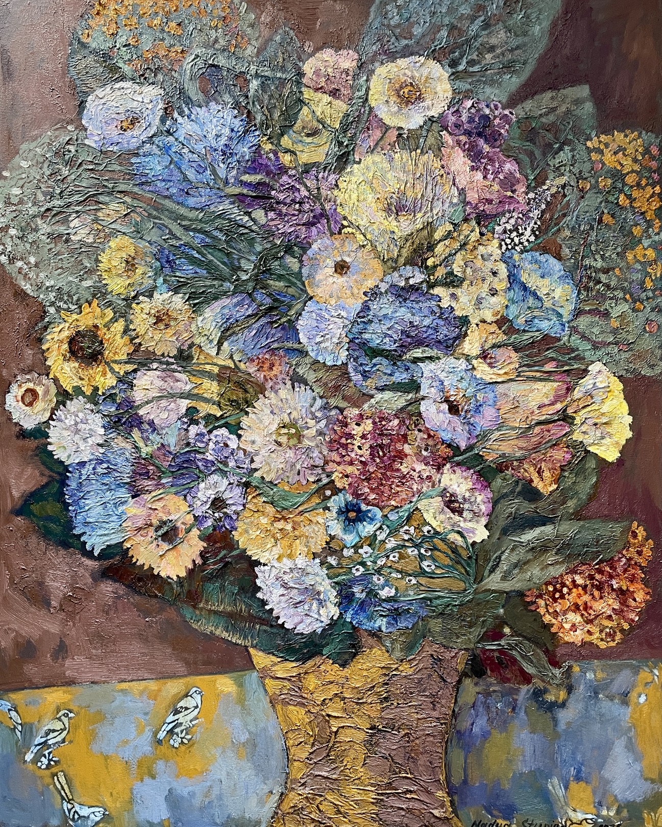 Nadezda Stupina, Bouquet in a Yellow vase Nadezda Stupina, Bouquet in a Yellow vase