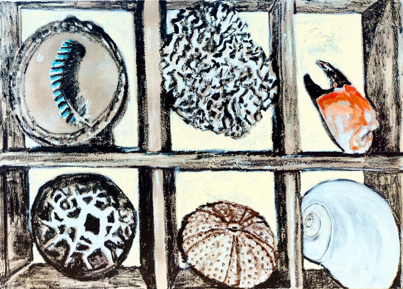 Aurelie Cholley, Plume de Geai, Oursin & pince de Crabe Aurelie Cholley, Plume de Geai, Oursin & pince de Crabe