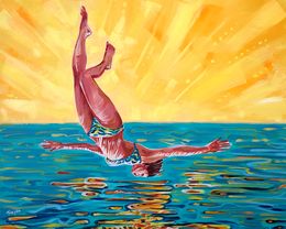 Gemälde, Woman Diving into Water, Trayko Popov
