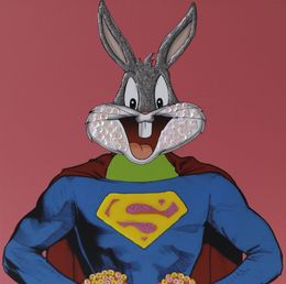 Gemälde, Bugs Bunny - Série portrait personnages iconiques en superman, Serero Pop Art