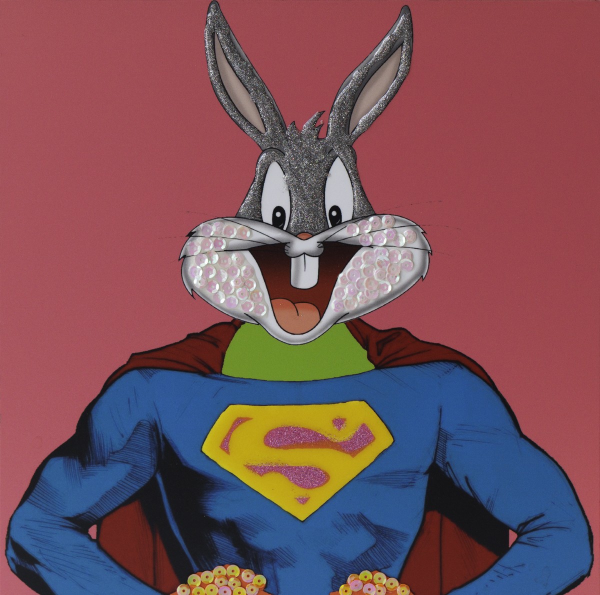 Serero Pop Art, Bugs Bunny - Série portrait personnages iconiques en superman Serero Pop Art, Bugs Bunny - Série portrait personnages iconiques en superman