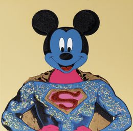 Gemälde, Mickey - Série portrait personnages iconiques en superman, Serero Pop Art