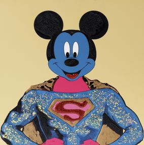 Gemälde, Mickey - Série portrait personnages iconiques en superman, Serero Pop Art
