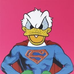 Gemälde, Donald - Série portrait personnages iconiques en superman, Serero Pop Art