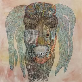 Dessin, Visage tatoué, Geneviève Seillé