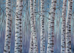 Gemälde, Winter birches, Elena Ushanova