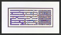 Drucke, Purple Progression (large framed hand signed abstract screen print), Yaacov Agam