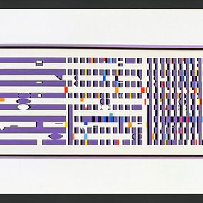 Drucke, Purple Progression (large framed hand signed abstract screen print), Yaacov Agam