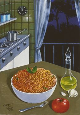 Gemälde, Spaghetti a mezzanotte, Sergio Ceccotti