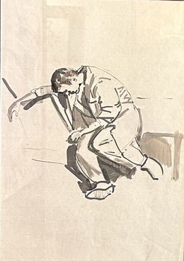 Fine Art Drawings, Homme Assis, Nathalie Gobin