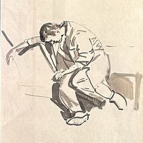 Fine Art Drawings, Homme Assis, Nathalie Gobin