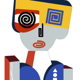 Sculpture, Cubistic – Free standing Double Sided sculpture, Zion Ezri