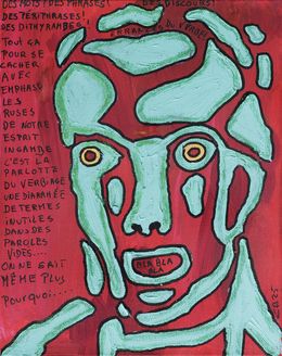 Gemälde, La parlotte du verbiage, série: Ajourements - Portrait fragmenté, Christian Bader