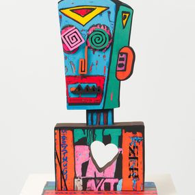 Sculpture, Funky Robot Orange – Free standing Double Sided sculpture, Zion Ezri