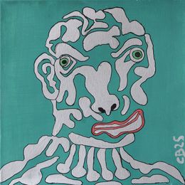 Gemälde, Présence en éclats, regard en distorsion, série: Ajourements - Portrait fragmenté, Christian Bader