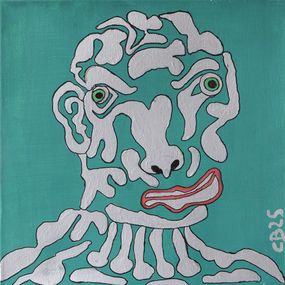 Gemälde, Présence en éclats, regard en distorsion, série: Ajourements - Portrait fragmenté, Christian Bader