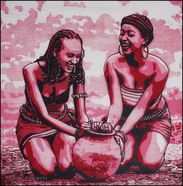 Drucke, At Prime (Igba Ara) - 21st Century, Contemporary, Figurative, Africa, Linocut, Tosin Oyeniyi