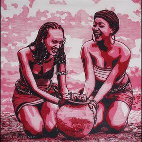 Édition, At Prime (Igba Ara) - 21st Century, Contemporary, Figurative, Africa, Linocut, Tosin Oyeniyi