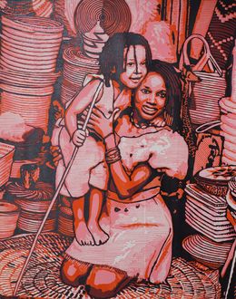 Drucke, Dual Treasure - 21st Century, Contemporary, Figurative, Africa, Linocut, Women, Tosin Oyeniyi
