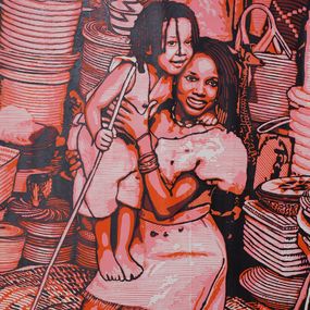 Drucke, Dual Treasure - 21st Century, Contemporary, Figurative, Africa, Linocut, Women, Tosin Oyeniyi