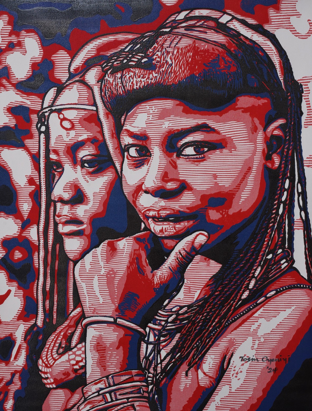 Tosin Oyeniyi, Iwoye (Perception 2) - 21st Century, Contemporary Figurative, Africa Linocut Tosin Oyeniyi, Iwoye (Perception 2) - 21st Century, Contemporary Figurative, Africa Linocut