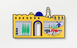 Skulpturen, Jerusalem yellow / gray pop art – 3D Wall Sculpture, Zion Ezri