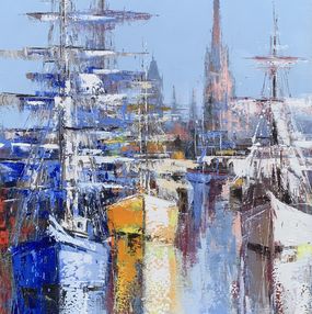 Peinture, Bateaux à Rouen, Célestin Messaggio