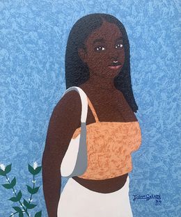 Painting, There She Goes With Her Beauty - 21st Century Contemporary, Figurative, Modern, Joshua Salami