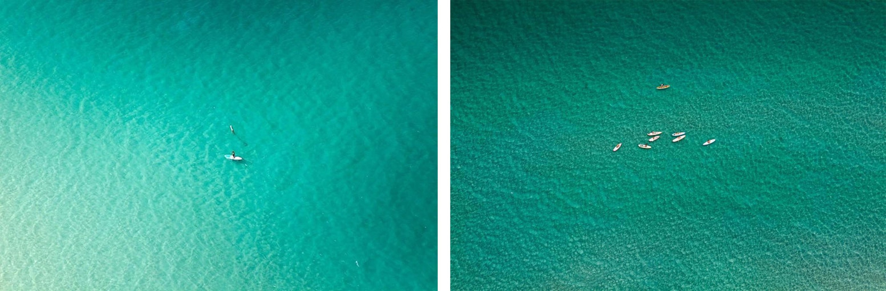 Jill Peters, Lone Paddle Boarder and Paddle Boarders. Areal Landscape ocean photograph Jill Peters, Lone Paddle Boarder and Paddle Boarders. Areal Landscape ocean photograph