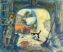 Painting, Odessa Courtyard, Daniil Litvinov