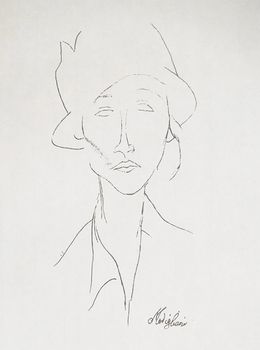 Print, Portrait de femme au chapeau, Amedeo Modigliani