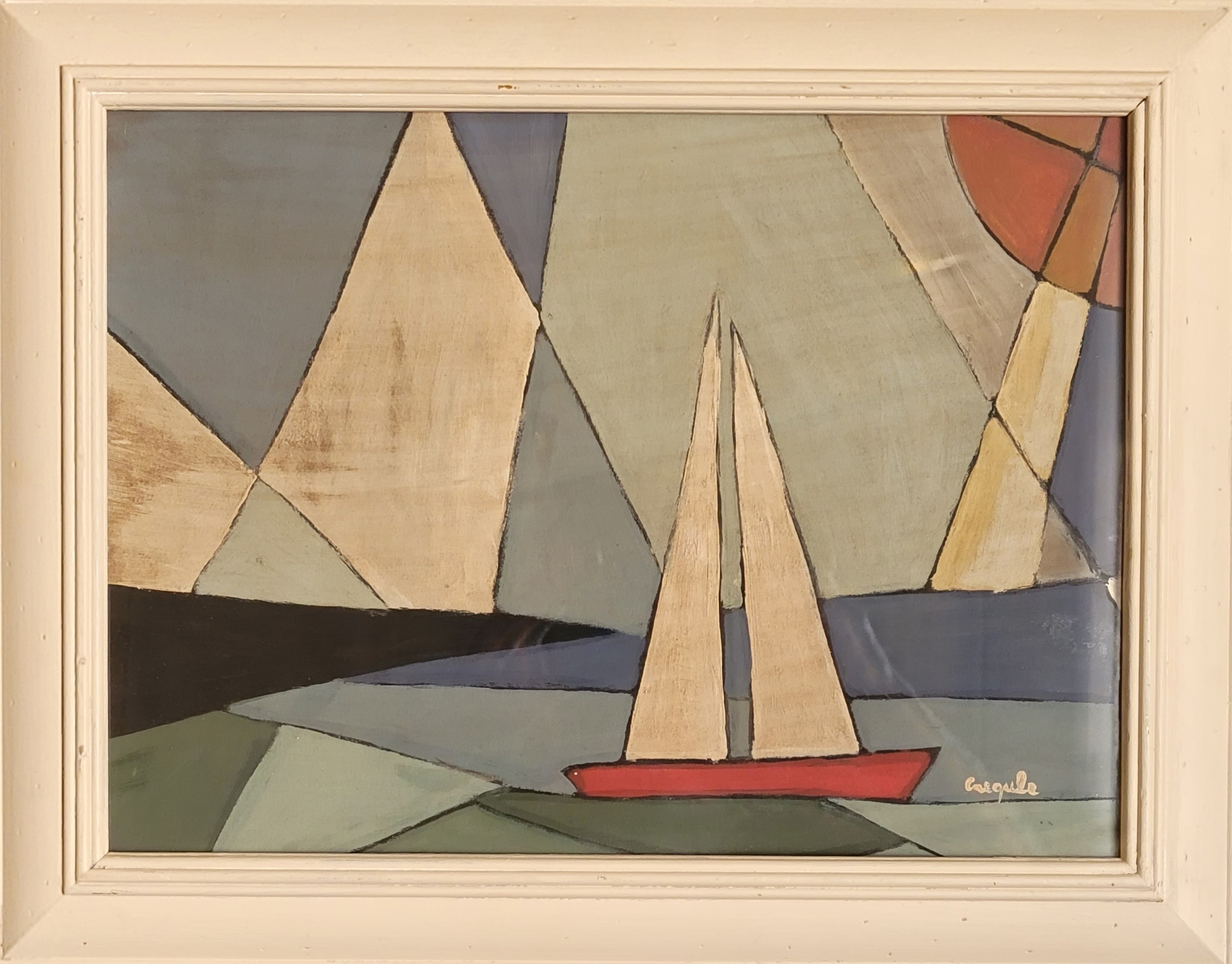 Créqule, Sailing boat at Sea under a Summer Sky Créqule, Sailing boat at Sea under a Summer Sky