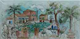 Gemälde, Palmiers et figuiers, Cécile Colombo