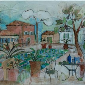 Gemälde, Palmiers et figuiers, Cécile Colombo