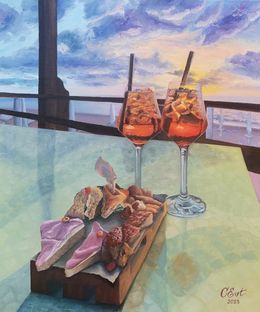 Gemälde, Sunset at the Aperol Spritz, Oksana Evteeva (Oksana Siciliana)
