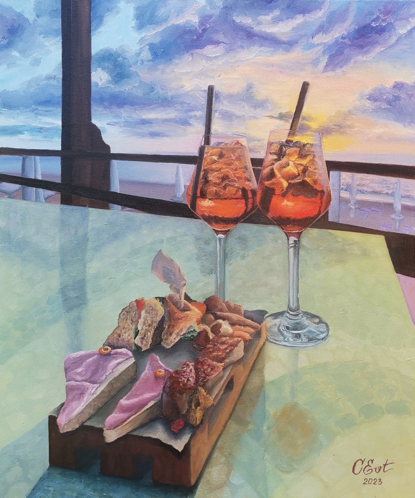Oksana Evteeva (Oksana Siciliana), Sunset at the Aperol Spritz Oksana Evteeva (Oksana Siciliana), Sunset at the Aperol Spritz