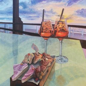 Gemälde, Sunset at the Aperol Spritz, Oksana Evteeva (Oksana Siciliana)