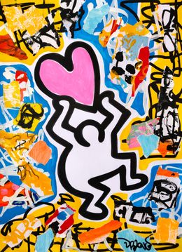 Painting, Happy love pink (a tribute to Haring), Dr. Love