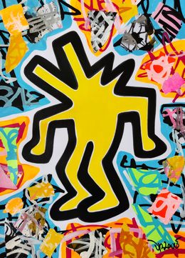 Painting, Pop dog yellow (a tribute to Haring), Dr. Love