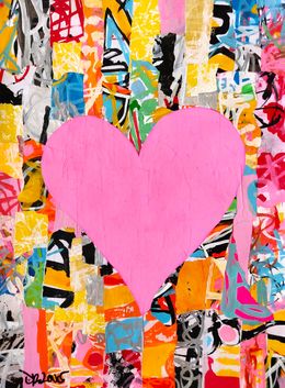 Painting, Pink heart (a tribute to Haring), Dr. Love