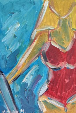 Painting, Sun-kissed in a red swimsuit, Natalya Mougenot