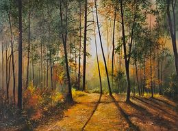 Painting, Sunlit Forest Serenity, Sergey Miqayelyan