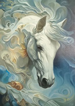 Painting, Ethereal White Horse, Tamar Nazaryan
