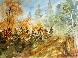 Gemälde, Autumnal path - watercolor, Pol Ledent