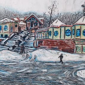 Fine Art Drawings, A Street in Snowy Borjomi, Dimitri Turnava
