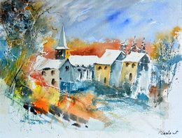 Gemälde, Village - watercolor, Pol Ledent